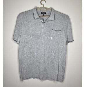 NWT Express light grey 100% cotton knit short sleeve polo shirt - XL